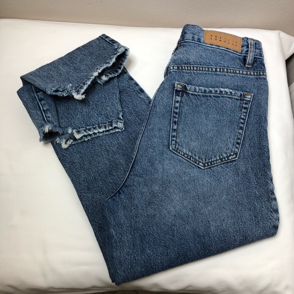 Pacsun Cotton High Rise Ripped Distressed Blue Wash Button Fly Straight Jeans 26 - Picture 13 of 16